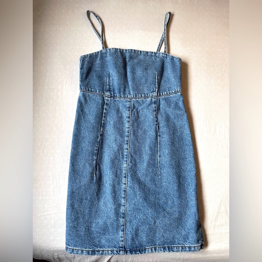 Top shop “Moto” denim spaghetti strap dress